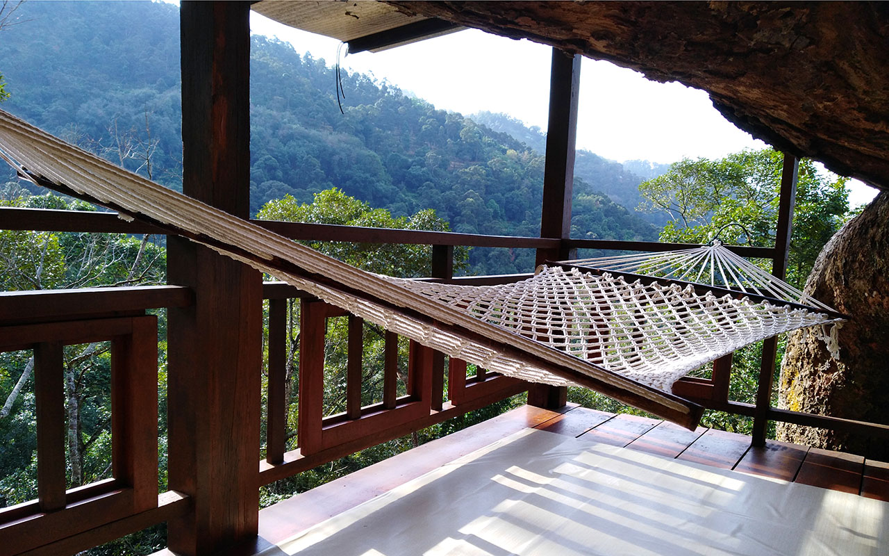 The open layout allows for clear views of the surrounding lush hills and greenery. Photo from Green Acres Orchard and Ecolodgev